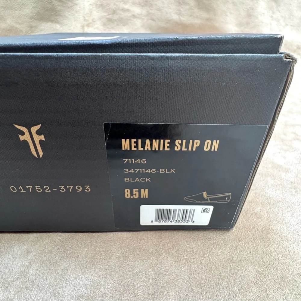 New Frye Melanie Soft Leather Slip On Flats Sneakers Black Leather 8.5 Box - Picture 12 of 13